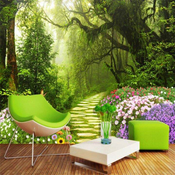 Modern Photo Wallpaper Fresh Original Forest Path 3D TV Sofa Wall