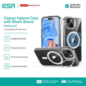 ESR for iPhone 15 Plus Case, Compatible with MagSafe, Military-Grade  Protective Case, Built-in Stash Stand Phone Case, Scratch-Resistant TPU  Back Cover, Classic Series, Clear Black : : Electronics