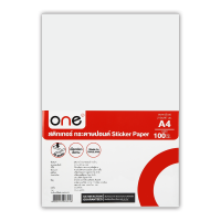 ONE สติกเกอร์กระดาษปอนด์ 210 x 297 mm. (A4) แพ็ค 100 แผ่น