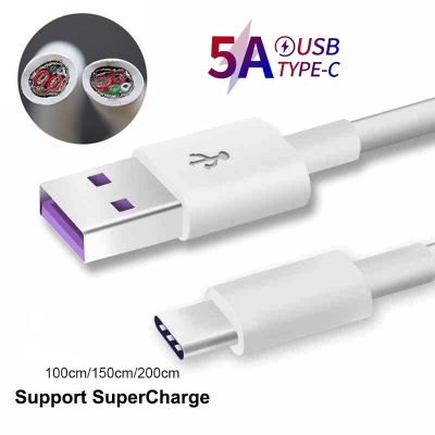 [HOT RUXMMMLHJ 566] สายชาร์จซูเปอร์ชาร์จ100/200ซม. ของแท้5A ข้อมูล USB C สายไฟสำหรับ Huawei P30 P20 Pro Nova 5T 5 5i Honor 30 30S 20