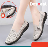 รองเท้าตุ๊กตา DOSREAL สำหรับผู้หญิงรองเท้าฤดูร้อนสไตล์เกาหลี Sepatu Pantofel Kulit กลวงรองเท้าขนาดใหญ่35-41รองเท้ารองเท้าแตะสตรีลำลอง