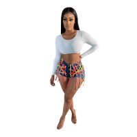 Joskaa Line Up Tassel Sexy Streetwear High Street Casual Female Outwear  Summer Short Pants Clubwear Women Demin Shorts