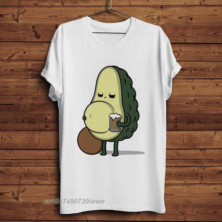 cute-avocado-beer-belly-funny-t-shirt-men-white-casual-tshirt-summer-faddish-adult-customize-wear-streetwear-tee