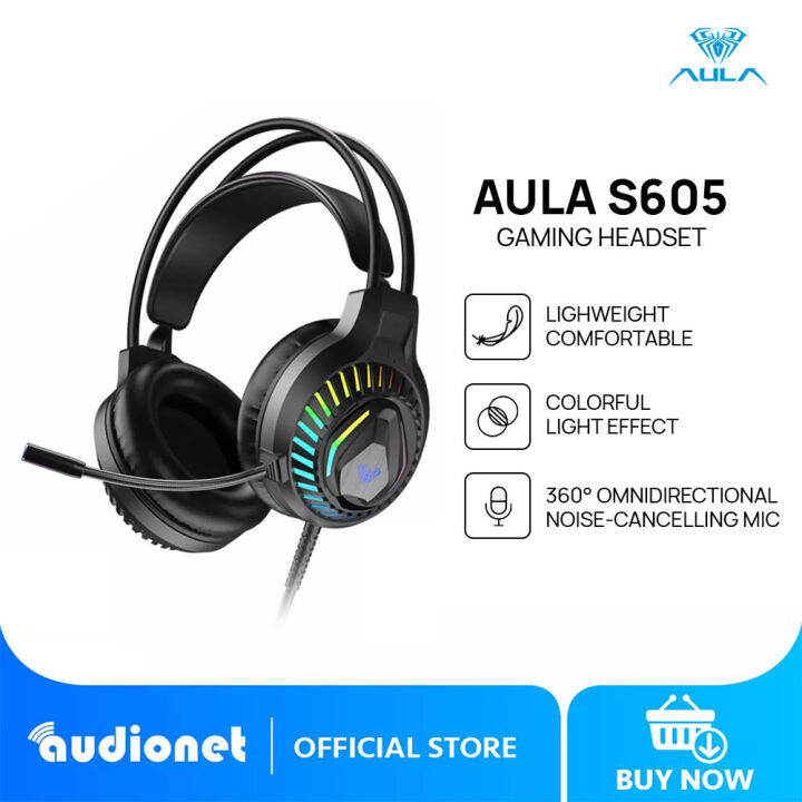 AULA S605 Gaming Headset Computer Headphone 360°Microphone Noise