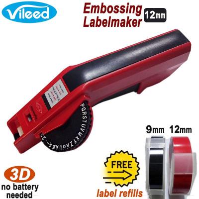 3D Embossing Label Maker Handheld Manual Lettering Machine 9mm 12mm Plastic Labels Printer Portable Pressing Tapewriter Replacement for Dymo Organizer Xpress 1610 12965 Office Mate 1540 Labelmaker for Office Exhibition Retail Home Crafts Gift DIY