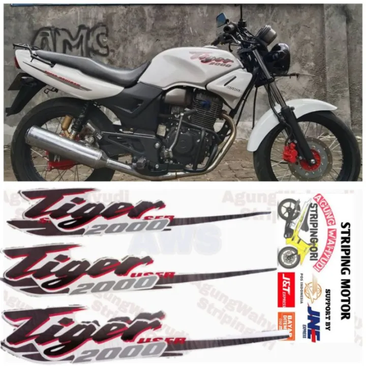STRIPING MOTOR HONDA TIGER 2000 HITAM BAHAN TRANSPARAN TILAS TILAM