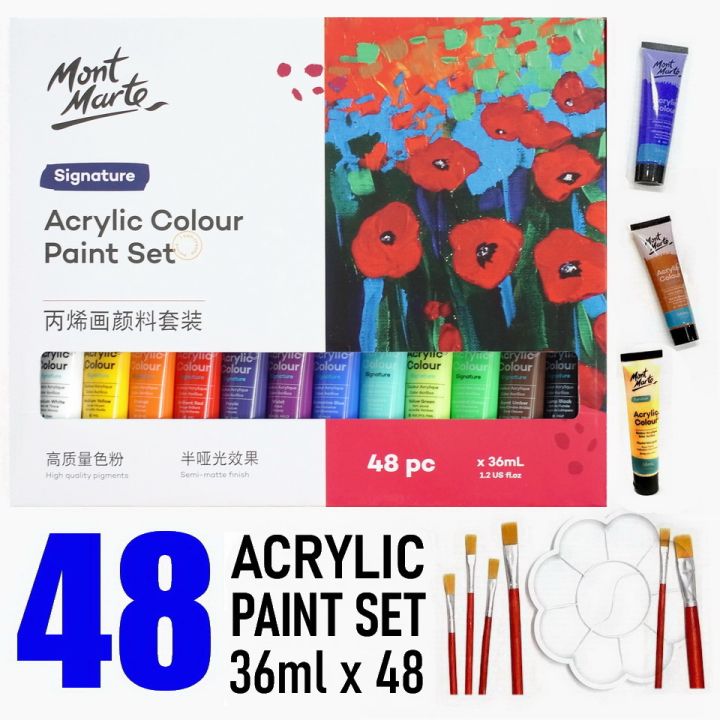 Canvas - Mont Marte acrylic paint set contains 48 bright