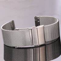 [ladies jewelry]สายนาฬิกาตาข่าย Milanese Loop 16มม. 18มม. 20มม. 22มม. 24มม. Silver BlackWristBand Strap Deployment Clasp