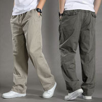 2022 Mens Casual Cargo Cotton กางเกงผู้ชายหลวมตรงกางเกงกางเกงทำงานยืดหยุ่นยี่ห้อ Fit Joggers ชาย Super Large Size