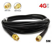 RG58 Cable 5 เมตร Low Loss For WIFI ,4G,5G Antenna Extension SMA Male to SMA Female RF Connector Adapter RG58 5M