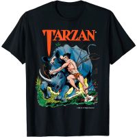 2023 NEW2023ใหม่ฤดูใบไม้ผลิและฤดูร้อนผู้ใหญ่เสื้อยืด Tarzan ต่อสู้กับแรดเสื้อยืด-ผู้ชายเสื้อยืด