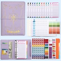 《   CYUCHEN KK 》 A6 Binder Budget Planner Notebook Bronzing ครอบคลุมโฟลเดอร์6รู Binder กระเป๋าพลาสติก Binder ซิปซองประหยัดเงิน