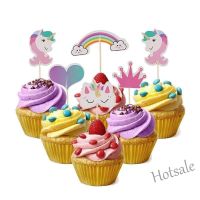 【Ready Stock】 ✾❐ E05 Ready Stock - 24 Pcs Happy Birthday Cupcake Topper Unicorn Cartoon Baby Shower Birthday Party Cake Decoration