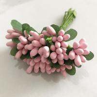 【cw】200pcs Pink Hybrid Flower Cherry Stamen Berries Bundle DIY Cake Christmas Wedding Gift Wreaths Decor ！