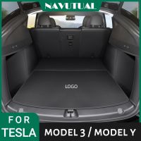 สำหรับ Tesla รุ่น3 Y รถอุปกรณ์เสริม Auto Mat 2017-2023วัสดุหนังครอบคลุมเต็มรูปแบบรถ Trunk Mats ล้อมรอบกันน้ำ