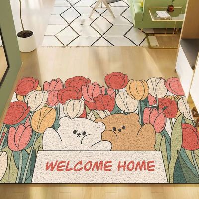 [COD] The new flower silk circle door mat wear-resistant non-slip high-value free-cut porch carpet
