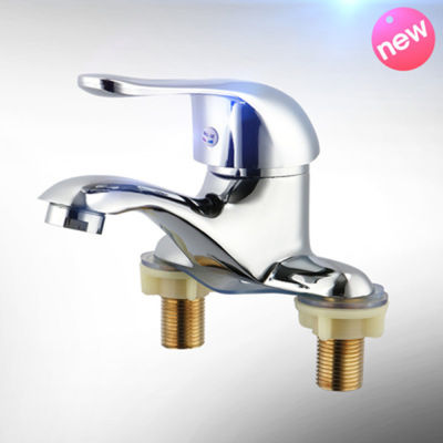 Single-handle Double-hole Basin Faucet for Hot and Cold Water Bathroom Three-hole Double Basin Washbasin Faucet