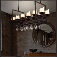 [COD] Heavy industry style bar creative wine chandelier retro restaurant counter art personality wrought iron lamps