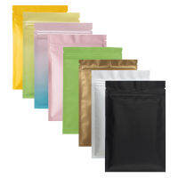 เคลือบสีดำสีขาวสีชมพูความร้อน Sealable Ziplock บรรจุภัณฑ์กระเป๋ากระเป๋า Reclosable แบนอลูมิเนียมฟอยล์ซิปล็อคถุงพลาสติก100ชิ้น