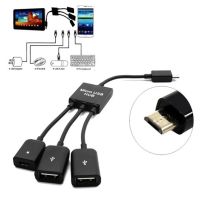 ♣◊ Micro USB Host OTG Charge Hub Cord Adapter Splitter Black 3 in 1 Cable 20cm for Android Smartphones Tablet