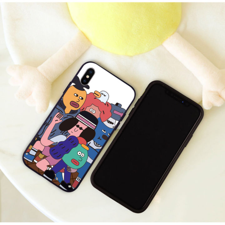 korean-cartoon-creative-fashion-case-for-iphone-13-mini-14-pro-max-xs-11-12-pro-max-x-6s-7-8-plus-xr-5s-se2-soft-black-cover