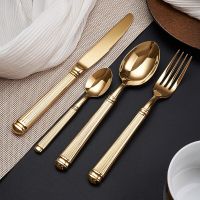 Cutlery Set 18/10 Stainless Steel  Europe Silver Luxury Fashion Tableware Creativity Gift Roman Column Gold Flatware