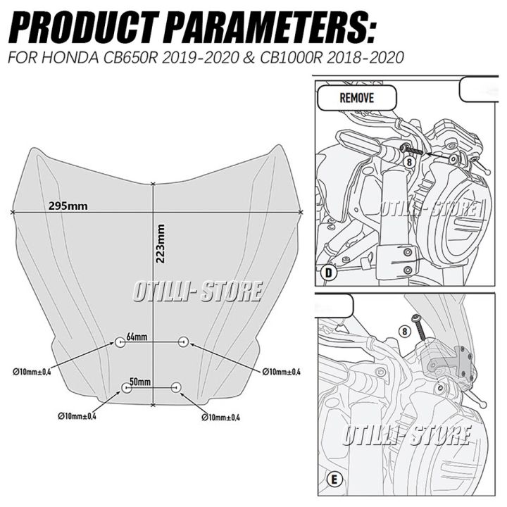 อุปกรณ์มอเตอร์ไซค์ใหม่กระจกบังลมกระจกรถยนต์กันลมฝาครอบแผ่นกั้นสำหรับ-honda-cb1000r-2018-2020-2019