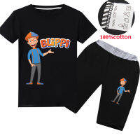 Blippi ชายหญิงกางเกงขาสั้นชุดชุดนอนแขนสั้นเสื้อยืด Loungewear การ์ตูนพิมพ์แบบผ้าฝ้ายเสื้อยืดคอกลมกางเกงขาสั้นชุด rt1510 กีฬาฤดูร้อนที่เดินทางมาพักผ่อนแฟชั่นชุดผ้าฝ้าย 2 ชิ้น