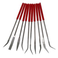 160 x 4mm Lapidary Bent Curved Diamond Needle Files Red Handle 10 Pcs