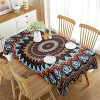 Morris8 Tablecloth Tribal Mandala Motif with Floral Bohemia Ethnic Style Art Dining for Room Kitchen Decor Rectangular