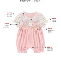 【Ready】? by summer super cute one-piece clot rl baby fgn sle short-sed jumpsuit prcess romper th summer dress gng out clot