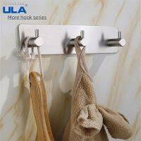 ♟۞✷ ULA Stainless Steel Black Wall Hooks 3M Sticker Adhesive Door Clothes Coat Hat Hanger Hooks for Towels Clothes Robe Rack