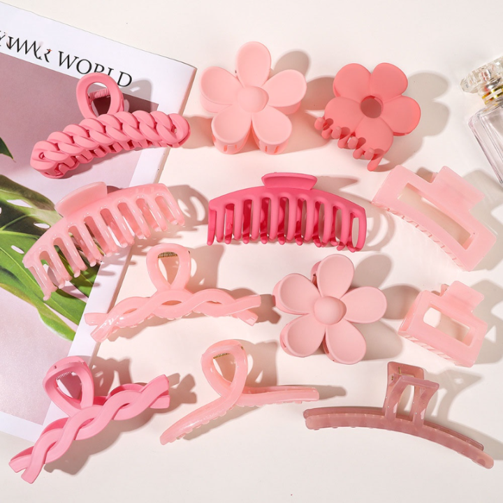 new-korean-large-pink-hair-clip-women-shark-clip-back-scoop-hair-clamp