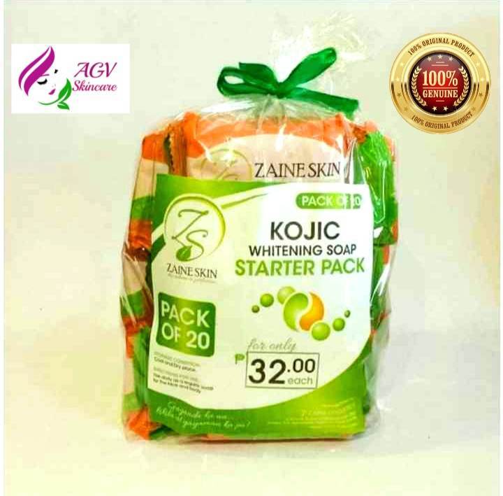 ZAINE (PACK OF 20'S NEW PACKAGING) KOJIC WHITENING BAR SOAP 90 GRMS ...