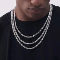 Hip Hop Cuban Chain Necklace for Men Women Punk 3 To 7 MM Stainless Steel Choker Necklace Vintage Jewelry Accessories2023