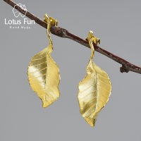 Lotus Fun Real 925 Sterling Silver Luxury Elegant Autumn Large Leaves Stud Earrings for Women 2021 Trend New 18K Gold Jewelry