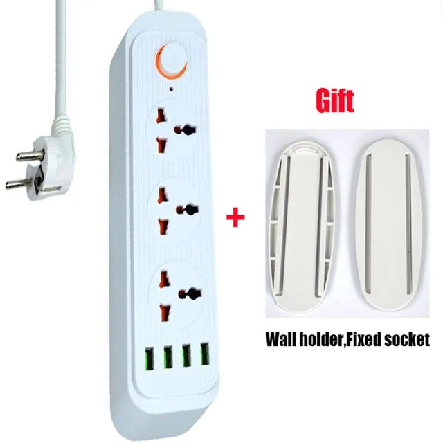 Power Strip EU Plug 3 USB Charging Socket AC Universal Electrical