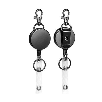 Office Accessories Black Badge Holder Key Chain Students Doctors Name Badge Holder Retractable Badge Reel Clip