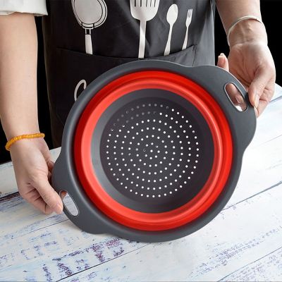 【CC】 Silicone Folding Drain Basket Fruit Vegetable Washing Strainer Colander Collapsible Drainer Storage