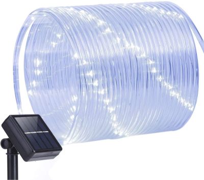 50/100 LED Tenaga Surya Tali Tabung Tali Lampu Luar Ruangan Tahan Air Peri Lampu Taman Garland untuk Natal Halaman Dekorasi