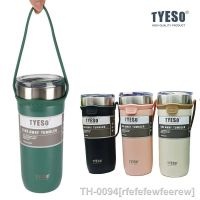 ⊕ rfefefewfeerew Caneca térmica Tyeso-Stainless com palha do silicone frasco portátil vácuo garrafa isolada curso copo de café 550ml 710ml