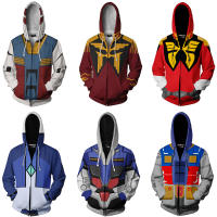 Gundam Char Aznable Hoodies แจ็คเก็ตคอสเพลย์ Casual ฮู้ดแบบมีซิปรูดเสื้อโค๊ตใส่ออกกำลังกายเสื้อกันหนาว