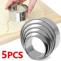 5pcs Round Biscuit Mold Stainless Steel Dumpling Skin Cutting Mould DIY Cake Pastry Baking Cutting Maker Tools Kitchen Gadgets Bread Cake  Cookie Acce