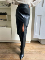 Women Faux Leather Slit Pencil Office Skirt Autumn 2022 New Spring Streetwear High Waist Black Brown y Bodycon Midi Skirts