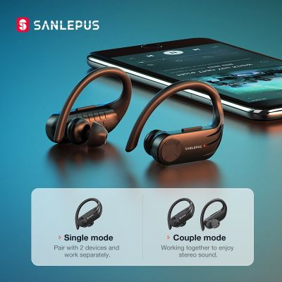 ZZOOI SANLEPUS B1 Bluetooth Headphones Sports Earphone Wireless Earbuds Stereo Bass Headset with Microphone for Running Workout Gym