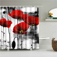 Beautiful Colorful Flower Floral Printed Shower Curtains Frabic Waterproof Polyester Bath Curtain With Hooks 180x180cm