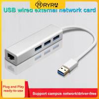 RYRA USB Ethernet With 3 Port USB HUB 3.0 RJ45 Lan Network Card USB To Ethernet Adapter For IOS Android PC RTL8152 3.0 HUB  USB Network Adapters