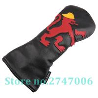 1pc Black PU Leather with Lion Design Golf Club Driver Head Cover Golf Driver Wood Headcover