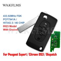 433MHz FSK 0523 Model HU83 7941A Chip Flip Remote Key For Peugeot Expert Citroen DS3 Dispatch C4 Picasso 2009 - 2016