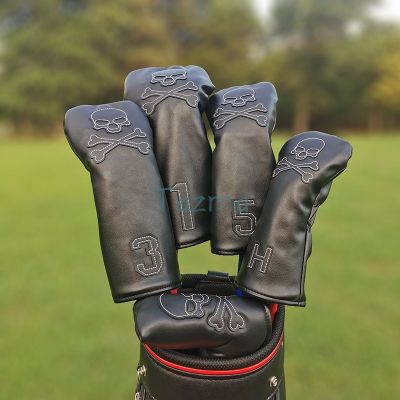 Skull Printed Golf Club Driver Fairway Wood Hybrid Iron Headcover 4 Color for Choose Golf Club Head Protection Cover Free Shipping